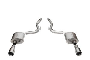 Ford Mustang Performance Exhaust - Rear - CORSA Performance - Axle-Back Touring 3.0in Dual Rear Exit with 4.5in Straight Cut Tips - `24-`27 Ford Mustang Performance Exhaust - Rear - CORSA Performance - Axle-Back Touring 3.0in Dual Rear Exit with 4.5in Straight Cut Tips - `24-`27